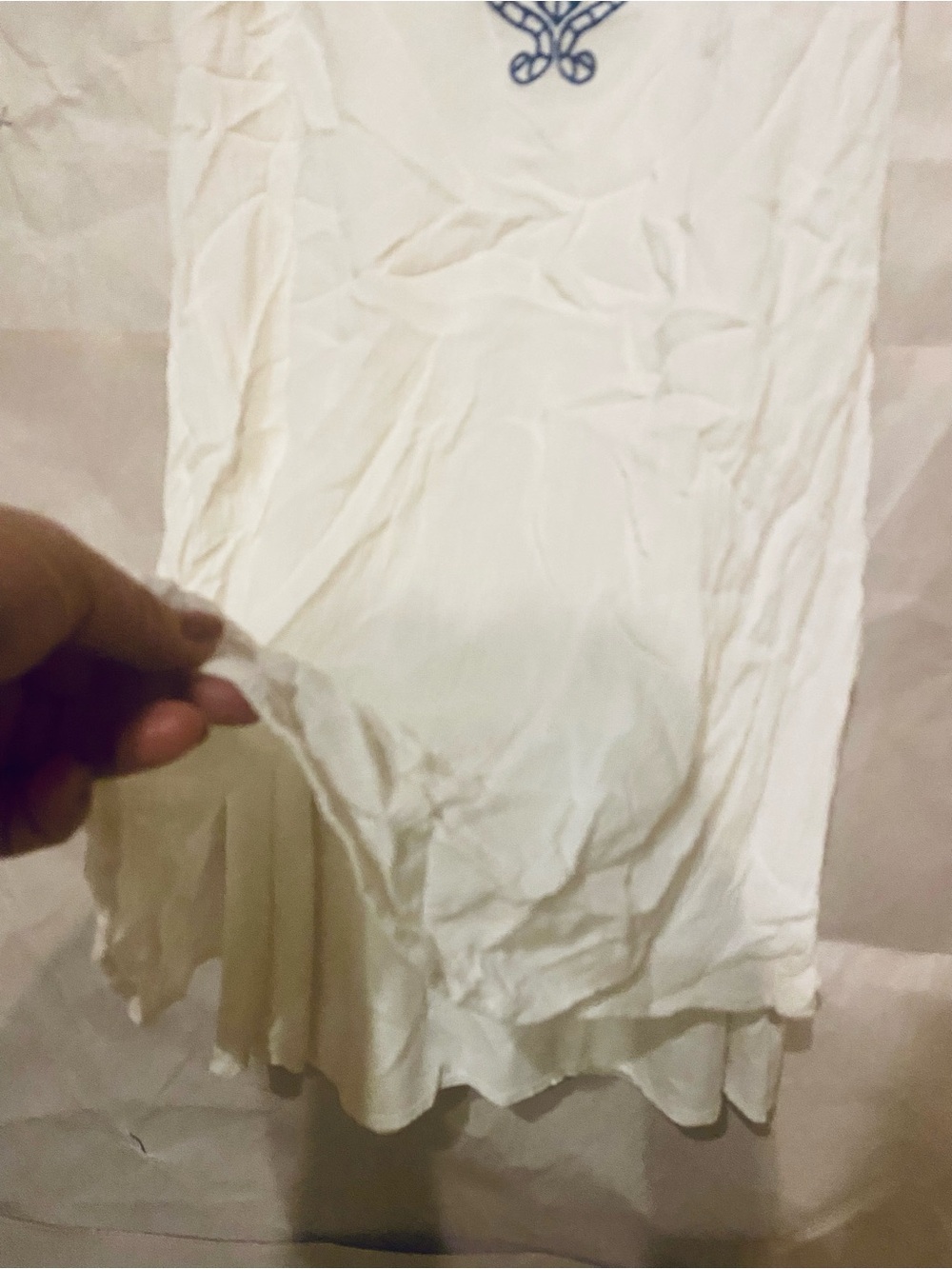 Maurices Cream and Blue Embroidered Mini Dress - Picture 4 of 8